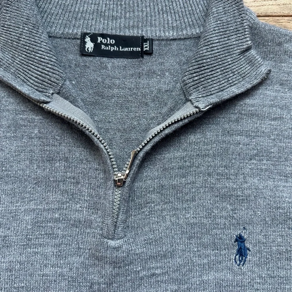 Polo Ralph Lauren XXL‎ 100% Cashmere Quarter Zip Pullover Sweater Mens Gray
